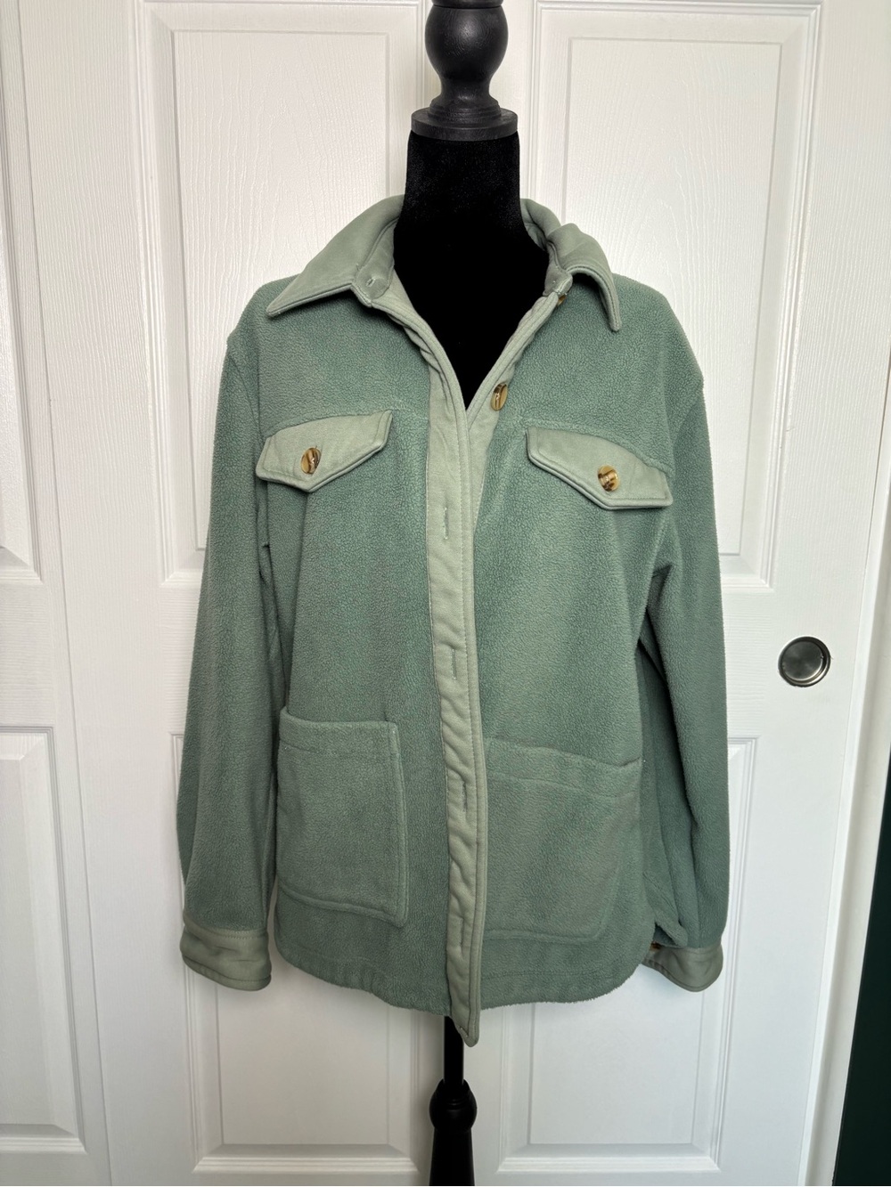BLANKNYC Sage Green Fleece Shacket Utility Chore Jacket L